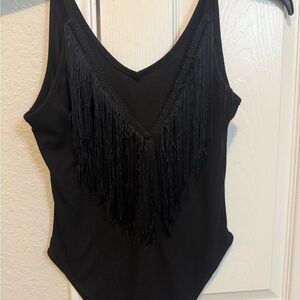 Black Fringe Women's Top